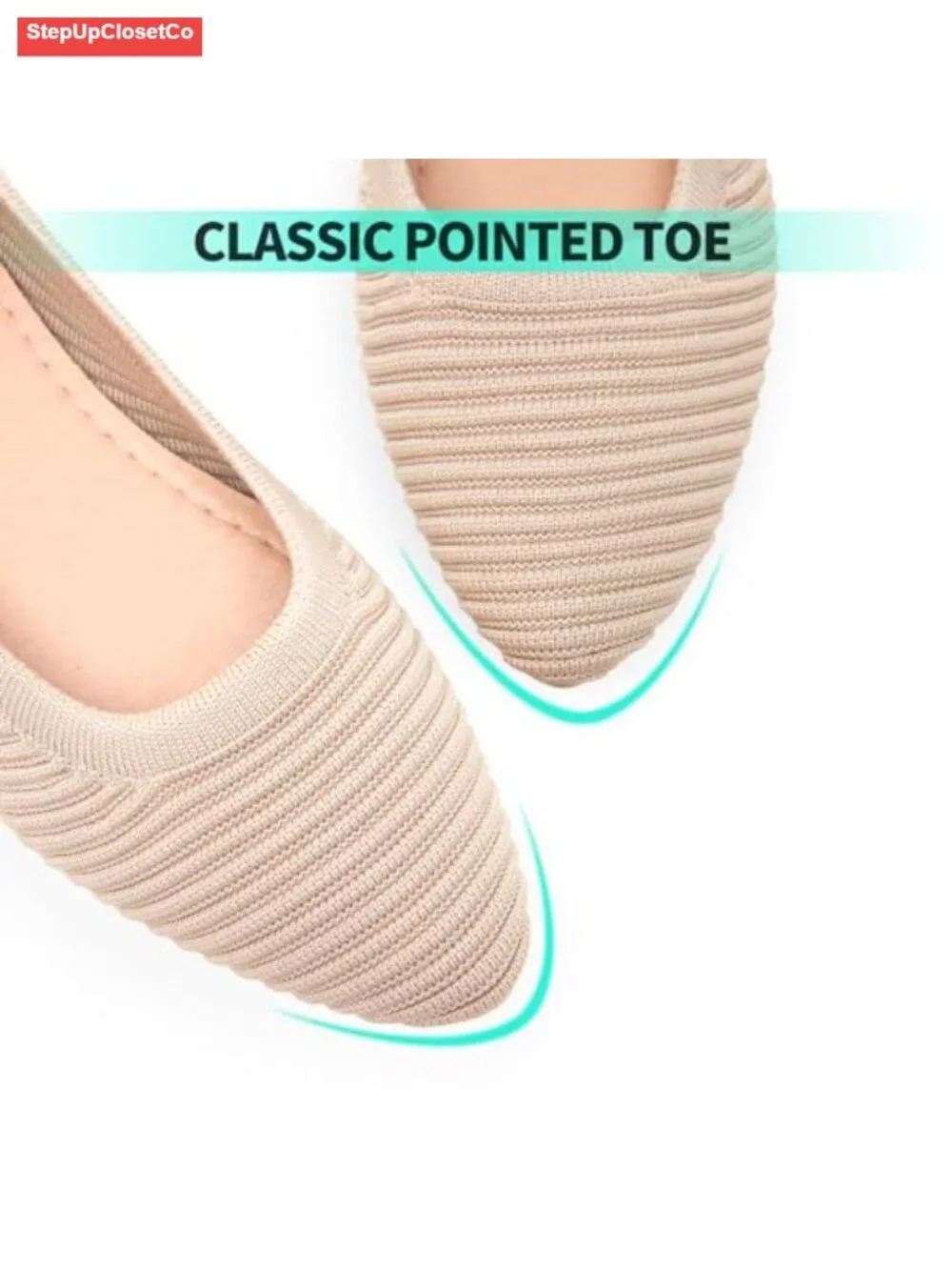 Women's Knit Ballet Flats Pointed-Toe Comfortable Slip On Dressy Casual Shoes